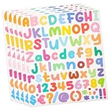 YARNOW 5pièces Autocollants Lettres Et Chiffres Adhésifs Alphabet Colorés Motifs Alphabétiques Et Numériques Facile à Coller Décoller Fixation Sur Surfaces Lisses