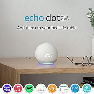 Echo Dot (4th generation) | Smart speaker with clock and Alexa | Glacier White