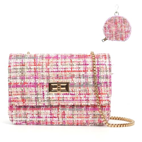 Shoulder Bag Purse for Women Evening Bags Trendy Tweed Designer Purses Handbags Crossbody Clutch Small Square Bag