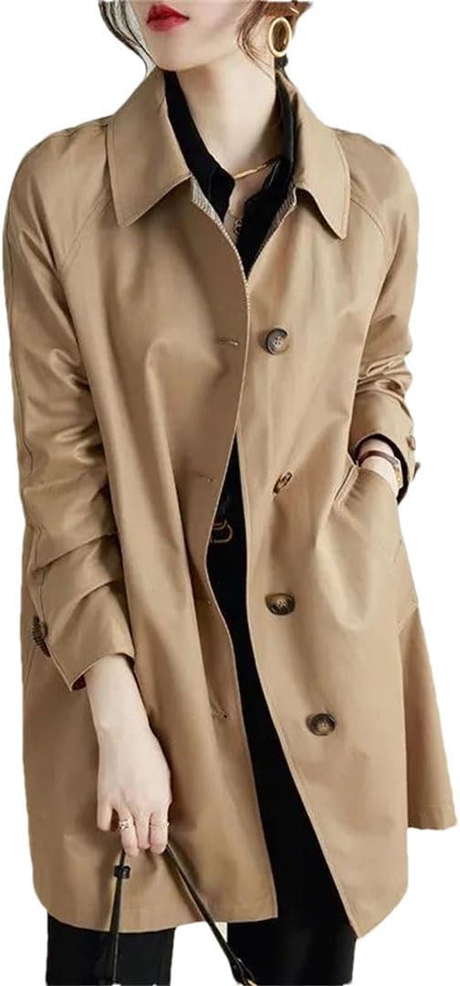 Generic Ladies Mid Length Version Trench Coat Outerwear Temperament Loose Windbreaker