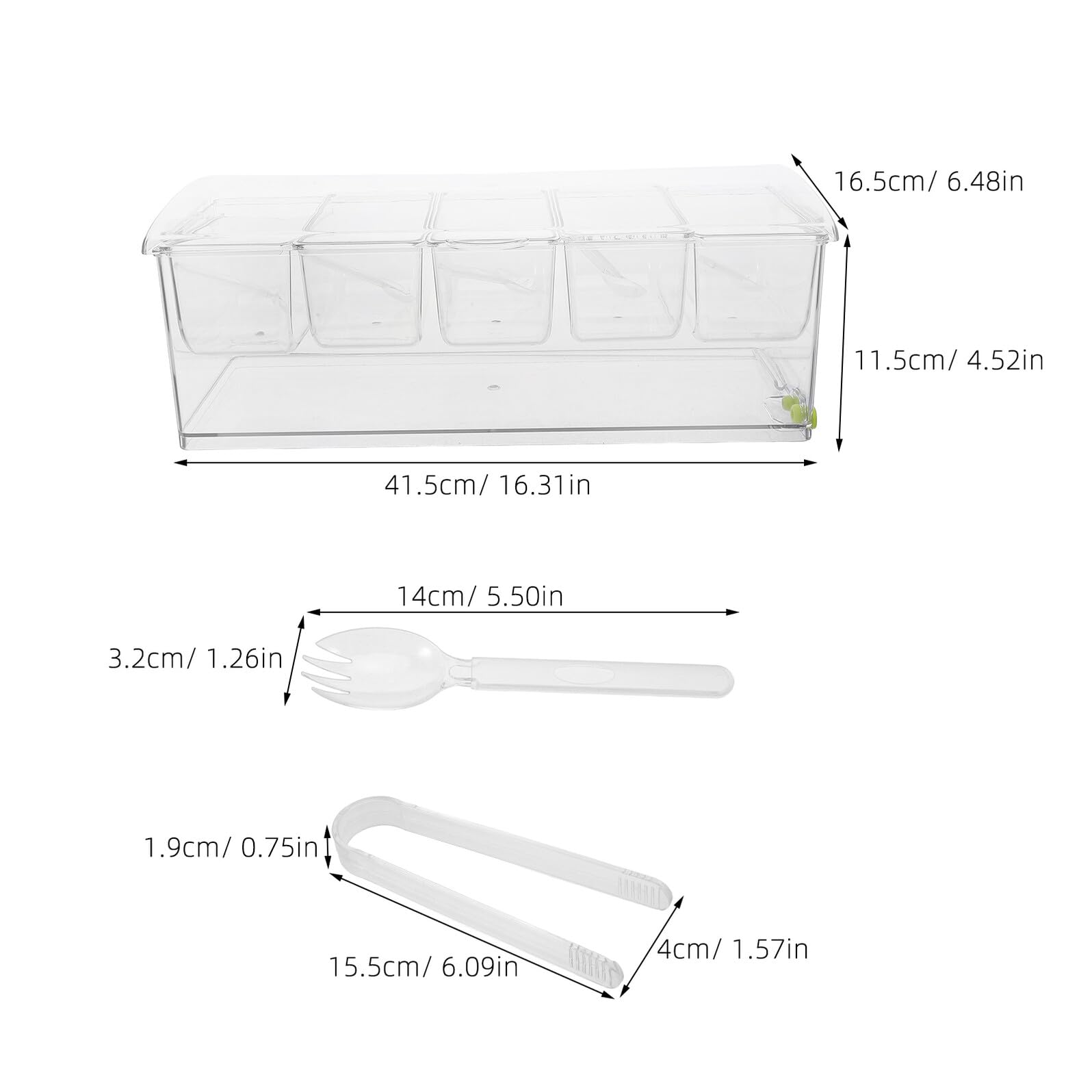 Vassoio per Condimenti Refrigerato con Coperchio Contenitore Trasparente Diviso Scomparti per Frutta Insalata e Snack per Buffet Bar e Casa Conservazione Pulita e Organizzata