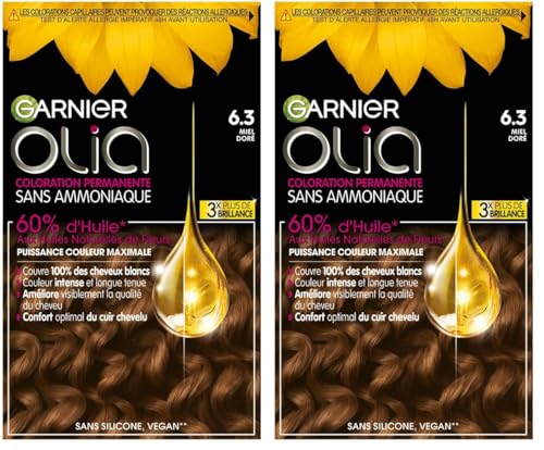Coloración permanente Garnier-Olia a base de aceite, sin amoníaco, color castaño (Paquete de 2)