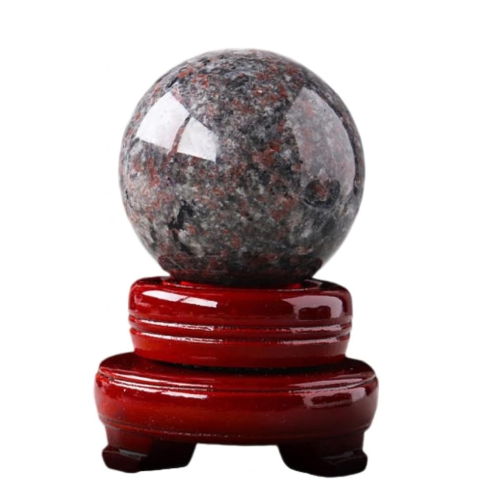 FOPURE Yooperlite Stone Crystal Ball,Magic Flame Stones Crystals Sphere with Stand,Photography Home Decor,60mm