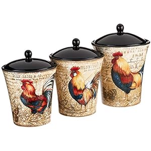 Certified International 23656 Gilded Rooster Canister Set (3 Piece) One Size Multicolor