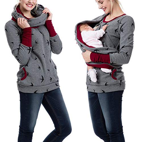 Pull à capuche allaitement pour sorties en poussette et moments cocooning - 3
