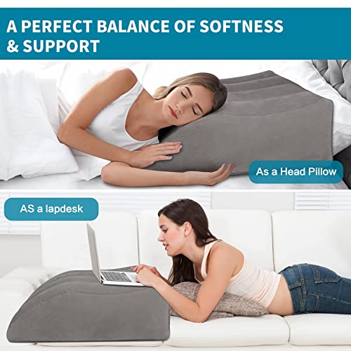 Leg Elevation Pillow,Inflatable Wedge Pillows,Comfort Leg Pillows For Sleeping,Improve Circulataion And Reduce Swelling,Suitable For Improving Sleep Quality,Pregnant,Surgery And Injury,Recovery（Grey） #TOP3