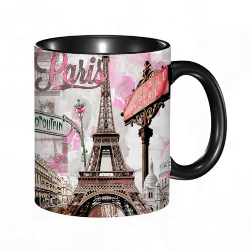 HRRASFAZF Tasse à Café | Tasse Céramique Fine | Cadeau Original | 330ml | Mug avec Anse | Cadeau Original pour Homme et Femme | atercolor Vue de Paris...