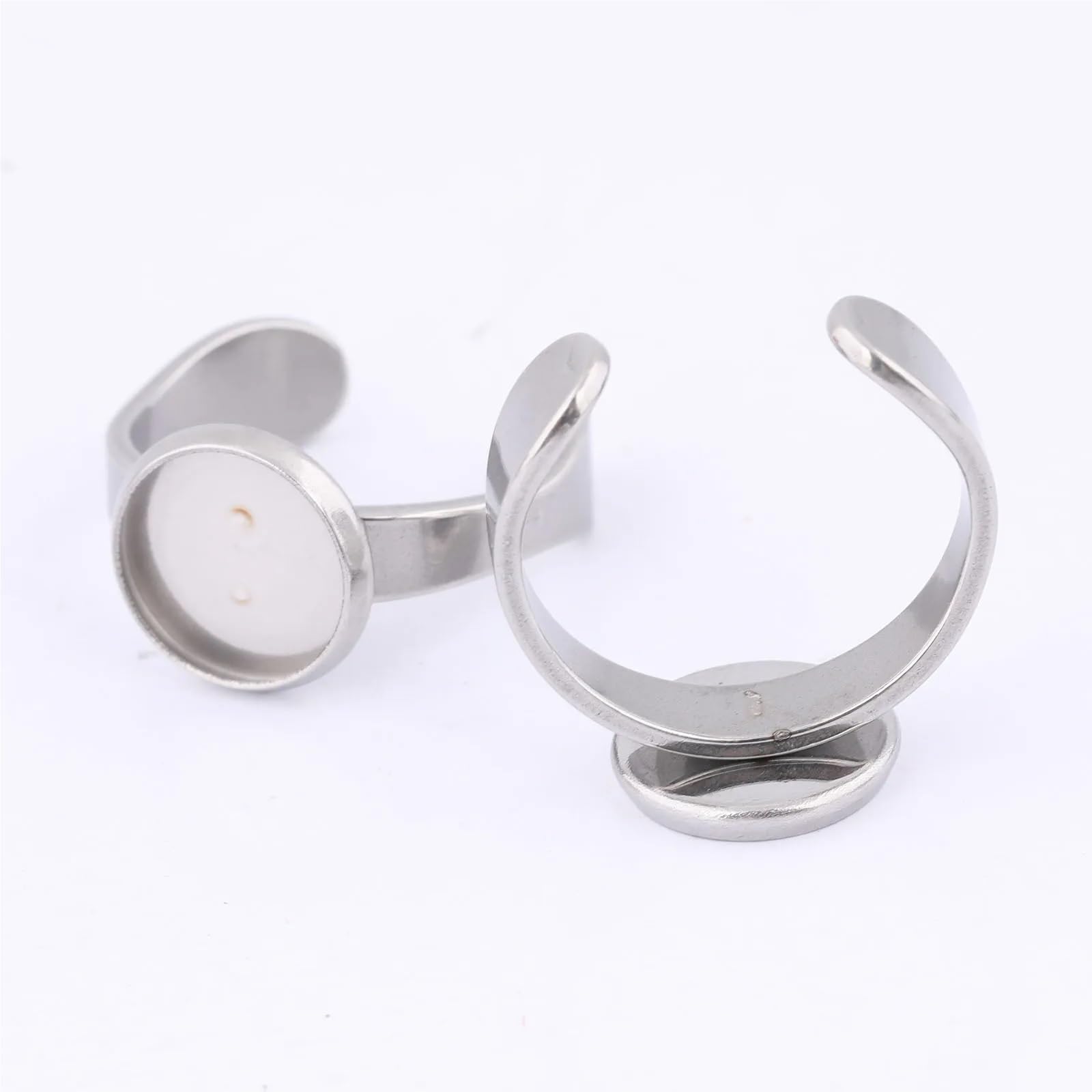 Półfabrykaty pierścieni, Baza do pierścionka kaboszonowego ze stali nierdzewnej 10mm 12mm 100 szt(12mm bezel)