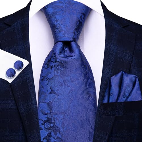 Image of Hi-Tie Men's Tie Sets Silk Paisley Striped Necktie Pocket Square Cuff-links Sets Wedding Business Holiday