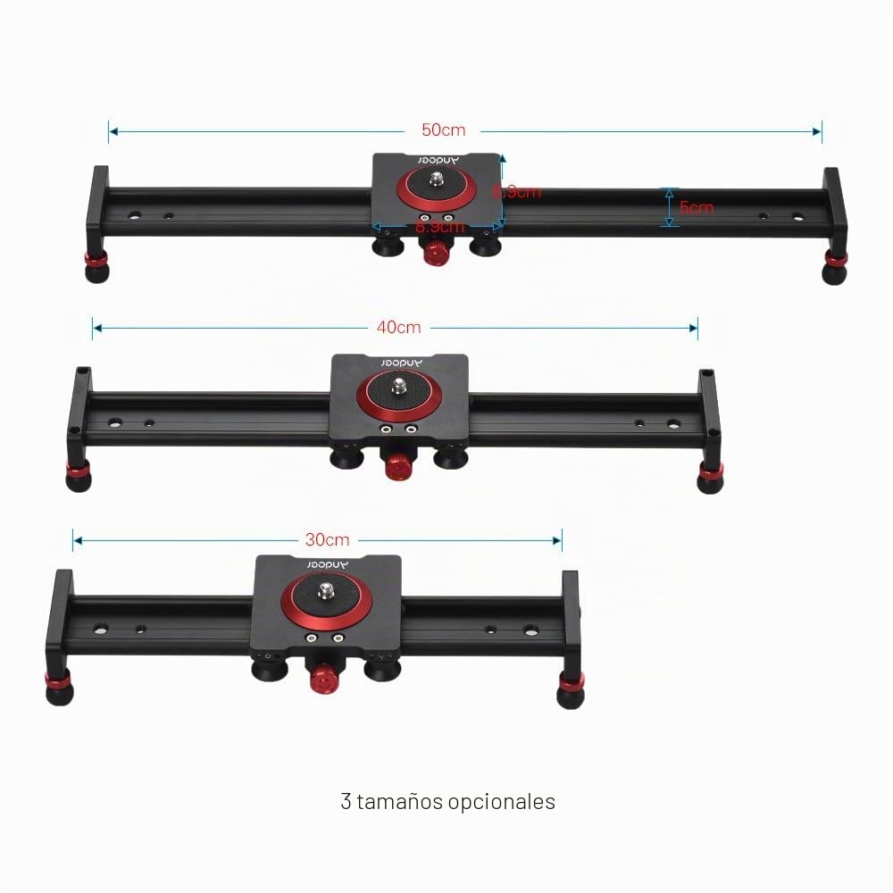 Andoer 50 cm/20 Pulgadas de Aleación de Aluminio Cámara Rastreador Deslizante Estabilizador Riel para DSLR y Videocámara, Carga hasta 11 LB