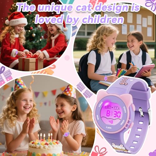 Image of Kids Digital Analog Watches for Girls Boys, 7 Color Lights Waterproof Cute Wristwatches for Kids with Alarm Stopwatch, Great Present for Girls Boys Ages 5-13