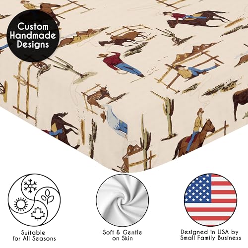 Image of Sweet Jojo Designs 2-Piece Baby Crib Sheets Set (Western Cowboy) for Boys, Infant Nursery, Toddler Room - Standard Size (Cow Print, Vintage Americana, Wild West, Southern, Country, Farm, Horse Ranch)
