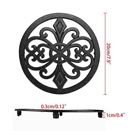 BSTKEY 2 paquetes de 20,32 cm de hierro fundido resistente, tapete decorativo para ollas calientes para cocina o mesa de comedor (redondo)