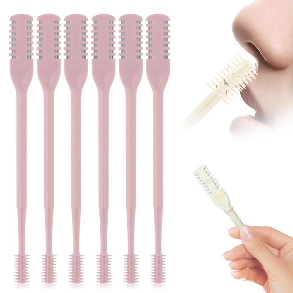 Upgrade Nasal Hair Cutter Travel Essentials for Men Women,2025 Nostril Hair Removal Tools Double Sided Christmas,360° Rotating Manual Nose Hair Trimmer (Pink, 6 Set)