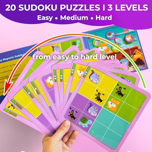 Image of QUOKKA Magnetic Sudoku Toddler Puzzles Ages 2-4 - 20 Pieces Puzzles for Kids Ages 4-6 - Games for Kids Ages 3-5 Sudoku Book with 3 Levels: Easy, Medium, Hard - Educational Portable Travel Game