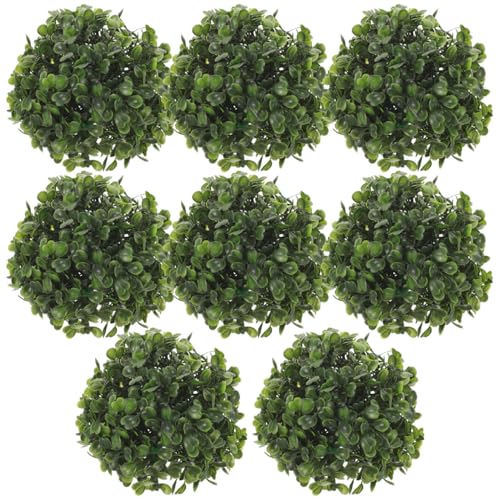 GANAZONO 8 Pcs Artificial Topiary Balls Simulation Plant Grass Balls Boxwood Balls Hanging Green Leaves Plant for Wedding Backyard Balcony Garden Decor
