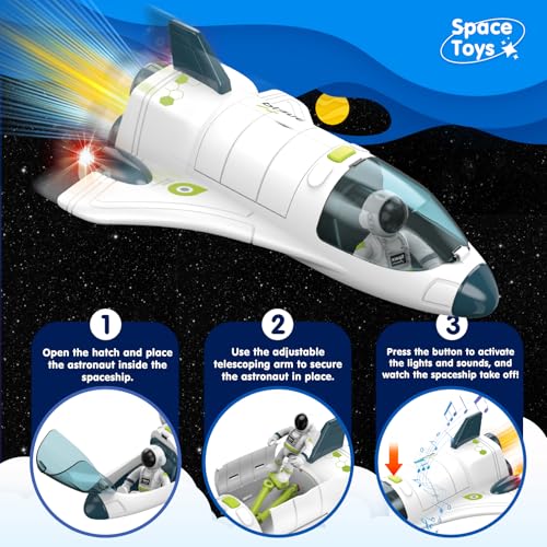 Juguetes de cohete espacial AuntyFey con astronautas y luces para niños 4