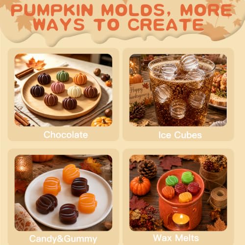 Image of HKNMTT 2Pcs Pumpkin Silicone Molds 24-Cavity Halloween Fall Chololate Molds