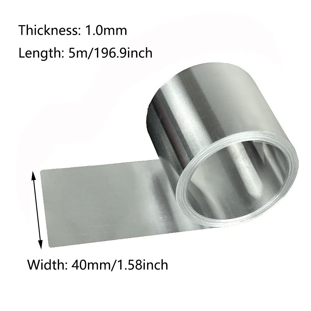 Taśma z blachy, długość 5M aluminiowa 1060 Folia zwojowa Cienka płyta Metalowe materiały wodoodporne Radiator Blacha formująca Grubość podkładki: 1 mm(1.0mm*40mm*5m)