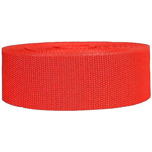 Strapworks Heavyweight Polypropylene Webbing - Heavy Duty Poly Strapping for Outdoor DIY Gear Repair 2 Inch x 25 Yards - Blood Orange