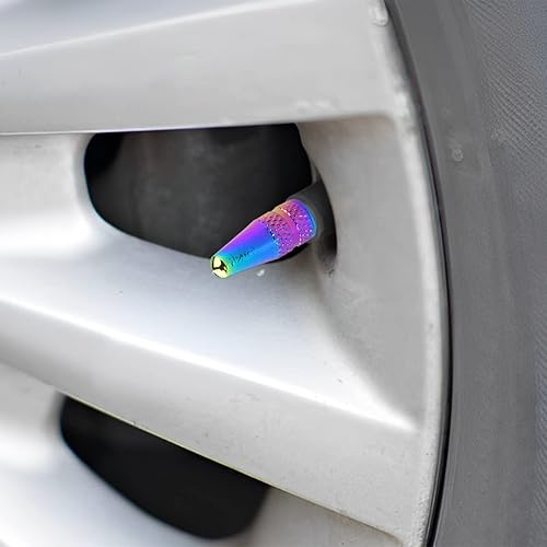 Miniatura 5 de AICEL 8 tapas coloridas para válvulas de neumáticos de automóvil, cubiertas de aluminio para válvulas de neumáticos de automóvil, tapas de válvula