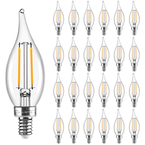 Hizashi E12 Candelabra Bulbs 40 watt Equivalent, 90+ CRI Dimmable E12 LED Bulb Flame Tip Chandelier Light Bulbs, 4W 450LM 2700K Soft Warm White, CA10, UL Listed, 6 Pack 40w 2700k 6 Count (Pa