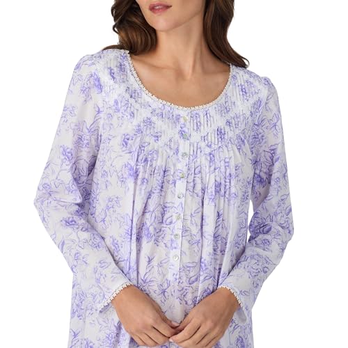 Image of Eileen West 100% Cotton Long Sleeve 50 inch Nightgowns for Women