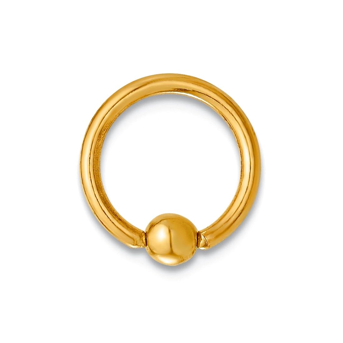 1,4 mm 14 Karat Gold 16 Gauge polierter Septum-Knorpelring – Körper-Piercing-Ring für Frauen, Einheitsgröße, Metall Metall Edelmetall, Kein Edelstein