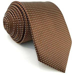 S&W SHLAX&WING Ties for Men Brown Copper Formal Neck Tie Set with White Dots
