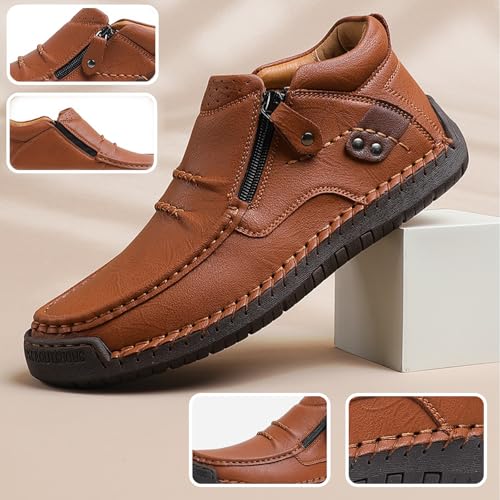 The First Young Shoes Men, Mens Handmade Premium Leather Slip-On Driving Boots, Slip On Boots for Men Travel & Outdoor2