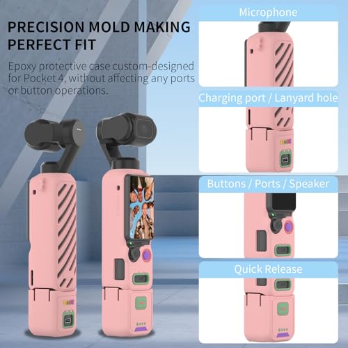 Accesorios Osmo Pocket 4 funda silicona compatible con DJI Creator Combo rosa 4