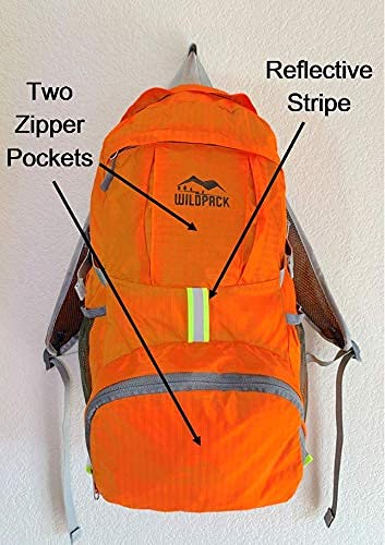 Mochila deportiva plegable naranja, ligera y resistente miniatura 7