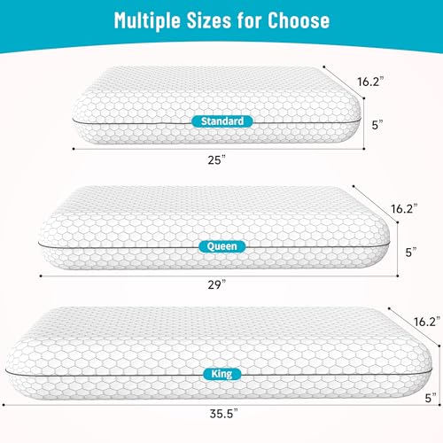 Image of CushyOasis Memory Foam Pillows for Side, Back and Stomach Sleepers, Set of 2, Bed Pillow with Washable Cover and Breathable Mesh, Bed Pillow for Sleeping (Light Grey,Standard Size)