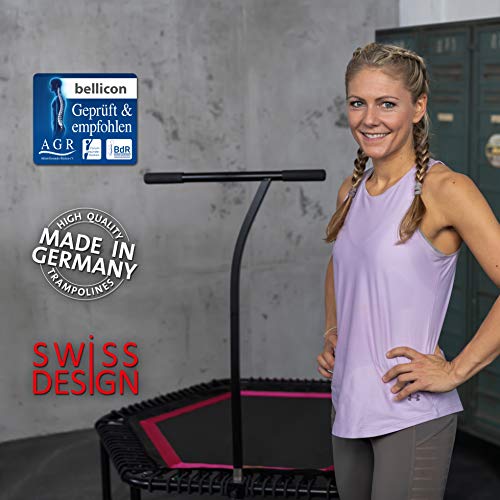 bellicon GO Jumping Fitness Trampolin (schwarz/pink) ø137cm mit Stange | Intensiv Trainieren mit Patentierten Seilringen… – Bild 3