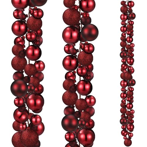 2 Pcs Christmas Ball Garland 6 ft Ball Ornaments Christmas Bulb G...