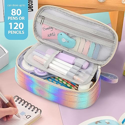 Image of Jcocylse Large Capacity Pencil Case Portable Pencil Pouch Bag School Supplies for College Students Girls Boys Adults (Purple-B)
