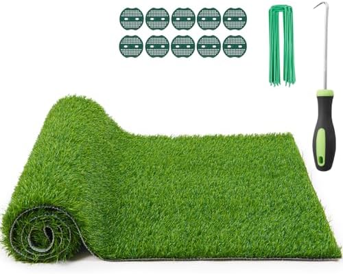 Realistic Artificial Grass Rug Indoor Outdoor: Fake Grass Turf with Drainage Holes, Pet-Friendly Dog Grass Mat, Perfect for Garden Lawn Balcony Patio Backyard Landscape Decoration, 3FT x5FT