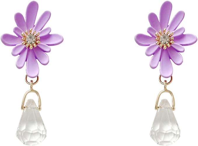 Amazon フラワードロップピアスの韓国語バージョン女性925シルバーニードルダイヤモンドピアスインネットレッド気質ピアス ピアス 通販