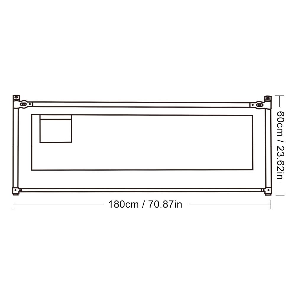 GOTOTOP Barriera Letto Portatile per Neonati Bambino,Barriera di Sicurezza Pieghevole e Lavabile Sponda Sicurezza Letto Protezione Removibileper Letto Bambino (180cm*68cm)