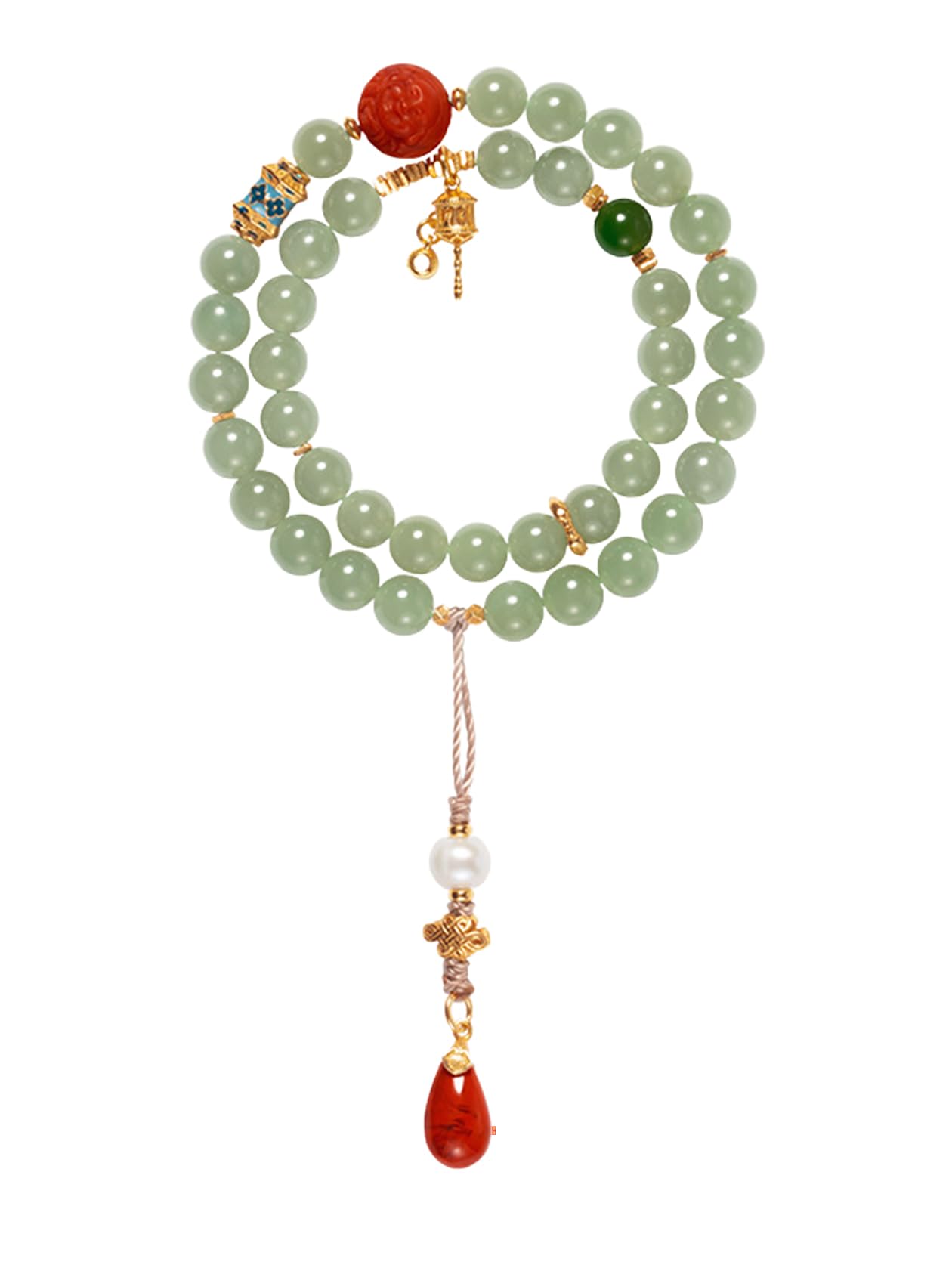 Jade-Armband, Elegantes 925er Silber, grünes Perlenarmband, Bekleidungszubehör, 225, Einheitsgröße