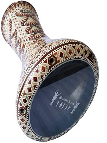 Derbaki ou Darbuka de Gawharet le Fan, avec incrustation de nacre, couleur marron fabriqué en Égypte