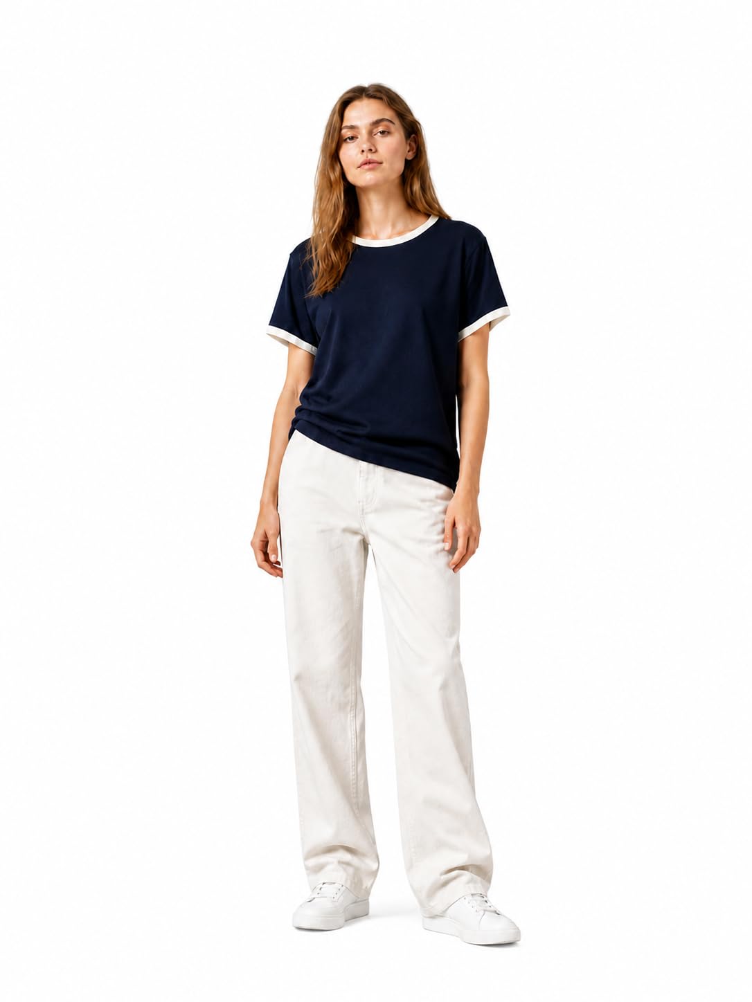 classic tees Women's 100% Cotton Ringer T-Shirt | Regular Fit Crew Neck Half Sleeve Contrast Rib Solid Casual T-Shirt for Women & Girls | Everyday Top-picture-36