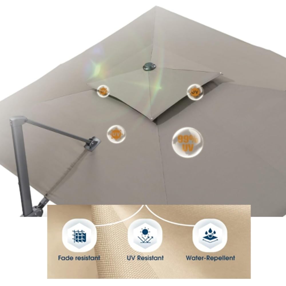 Odkryty parasol tarasowy 3 x 4 m, zamienny podwójny dach, pokrowiec z tkaniny, 8 żeber, pasuje do 3 x (3 m) parasole zewnętrzne, idealny ogród e Solut