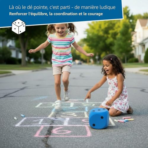 alldoro Dé géant en Mousse Bleu, 15 x 15 cm, Grand dé Souple de Jeu – vue 5