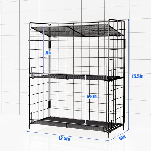 DTUQYX Spice Rack Organizer, 3 Tier Adjustable Height Spice Rack, Installation Free, Foldable Multi-Purpose Storage, Suitable for Kitchen/Bathroom/Home/Office