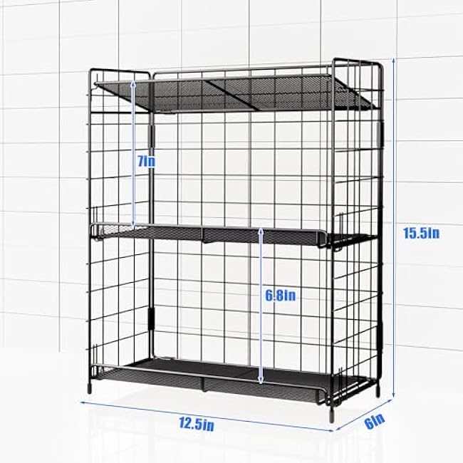 Spice Rack Organizer, 3 Tier Adjustable Height Spice Rack, Installation Free, Foldable Multi-Purpose Storage, Suitable for Kitchen/Bathroom/Home/Office