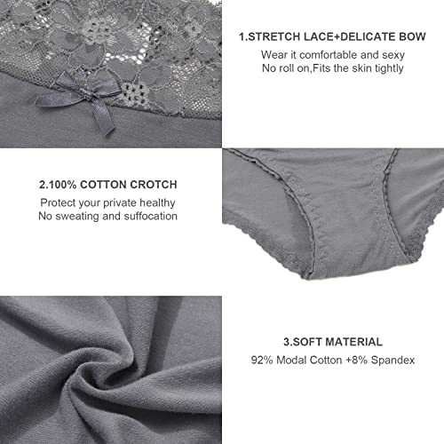 Aijolen Cotton Underwear for Women Bikini Panties Sexy Breathable Hipster with Lace Waist Multipack2