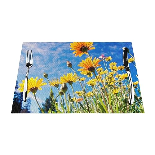 Set de table imprimé fleur jaune de qualité supérieure pour décoration raffinée - 2