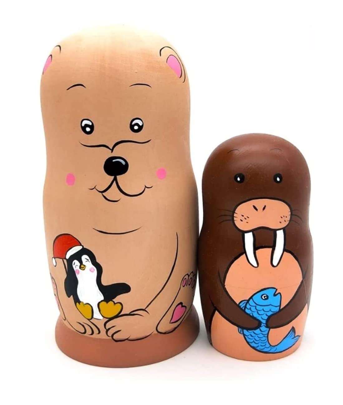 Amazon.co.jp: マトリョーシカ かわいい動物の入れ子人形、木製の
