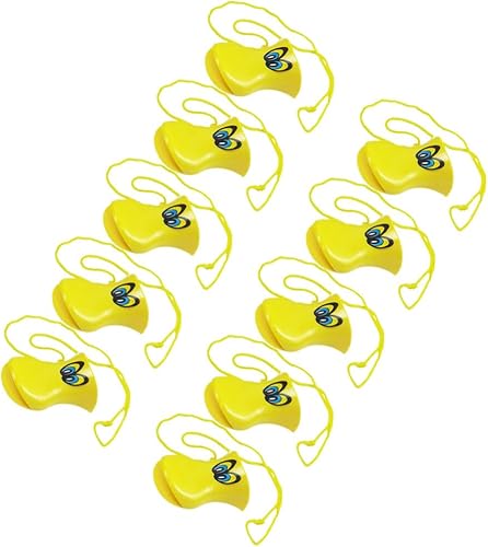 SAFIGLE 10 silbatos de plástico con pico de pato, silbato de pato pequeño con cordón para regalos de fiesta de Navidad, rellenos divertidos de
